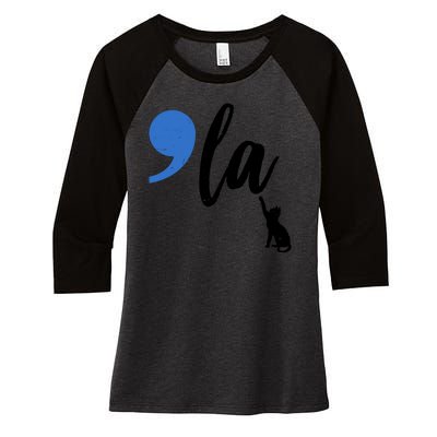 Comma La Kamala Harris Childless Cat Lady Women's Tri-Blend 3/4-Sleeve Raglan Shirt