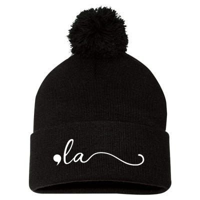 Comma La Kamala Harris Pom Pom 12in Knit Beanie