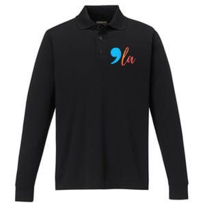 Comma La (Kamela Harris) Election 2024 President Performance Long Sleeve Polo