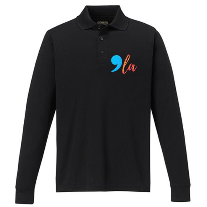 Comma La (Kamela Harris) Election 2024 President Performance Long Sleeve Polo