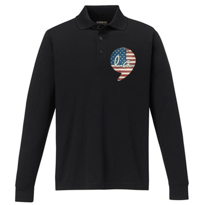 Comma La Kamala Harris For President 2024 Election Comma La Performance Long Sleeve Polo