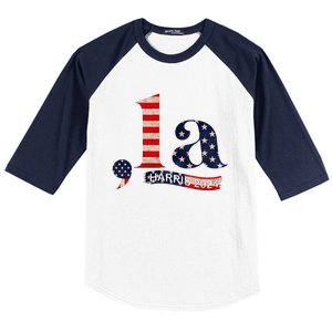 Comma La Kamala Harris For President 2024 Funny Kamala Us Baseball Sleeve Shirt