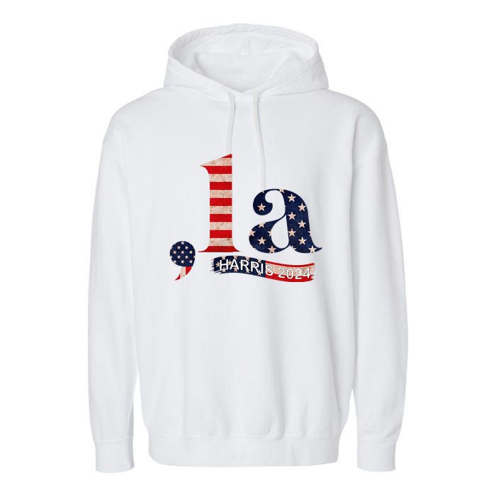 Comma La Kamala Harris For President 2024 Funny Kamala Us Garment-Dyed Fleece Hoodie