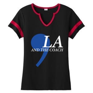 Comma La Kamala Harris Tim Walz Coach 2024 La Comma Ladies Halftime Notch Neck Tee