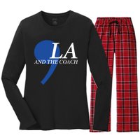 Comma La Kamala Harris Tim Walz Coach 2024 La Comma Women's Long Sleeve Flannel Pajama Set 