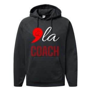 Comma La Kamala Harris Tim Walz Coach 2024 La Comma Performance Fleece Hoodie