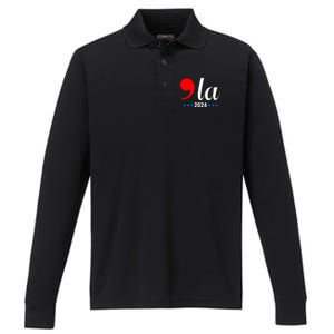 Comma + La Kamala Harris For President 2024 Election Performance Long Sleeve Polo