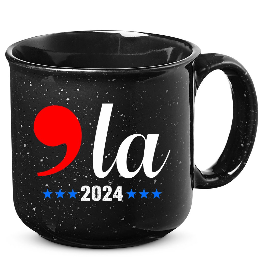 Comma + La Kamala Harris For President 2024 Election 15oz Campfire Ceramic Mug