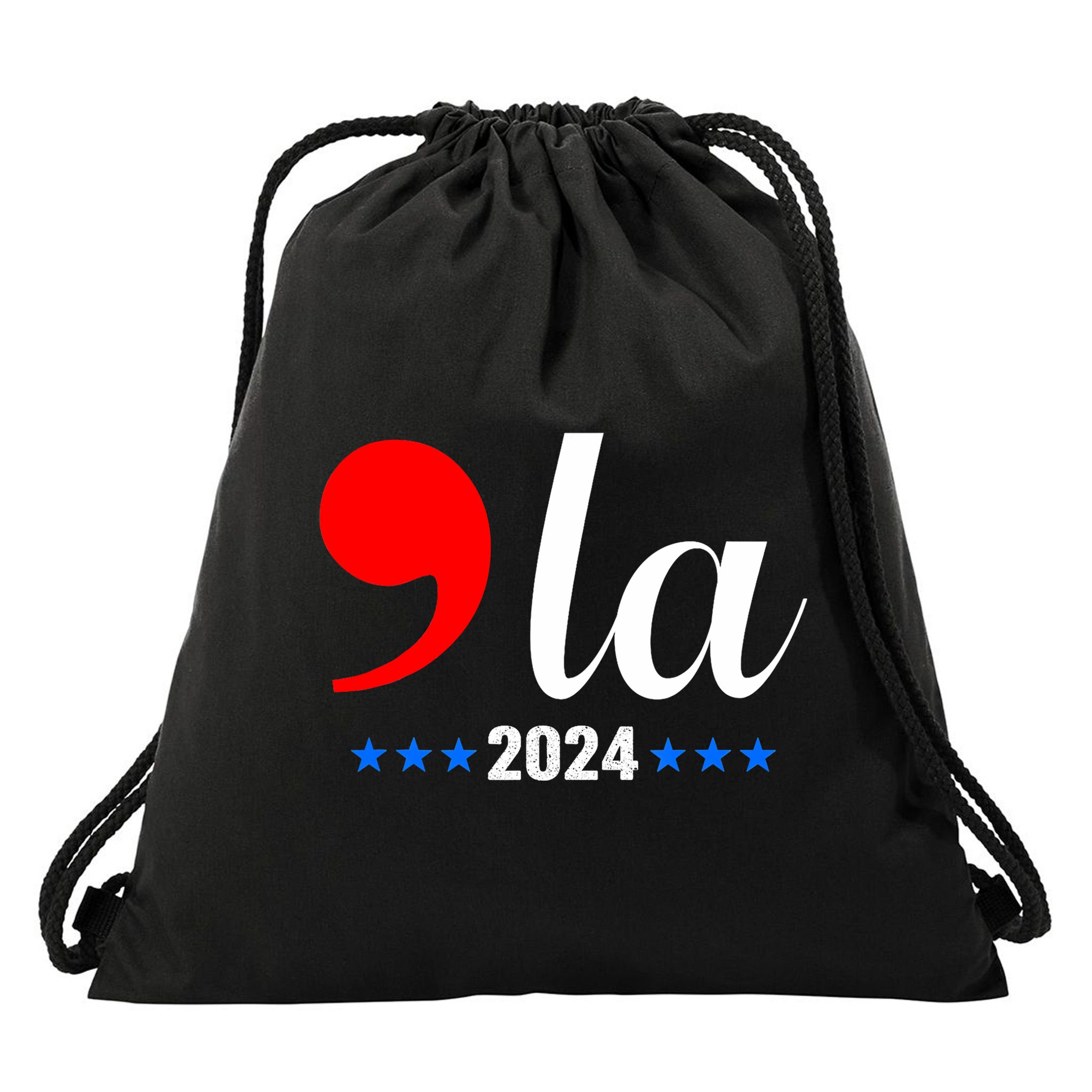 Comma + La Kamala Harris For President 2024 Election Drawstring Bag