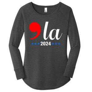 Comma + La Kamala Harris For President 2024 Election Women's Perfect Tri Tunic Long Sleeve Shirt