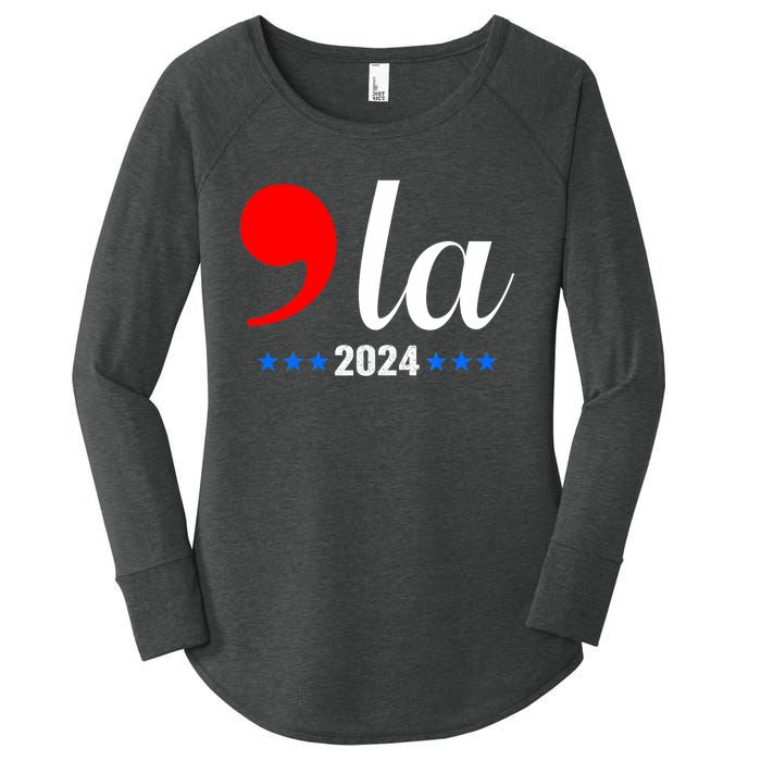 Comma + La Kamala Harris For President 2024 Election Women's Perfect Tri Tunic Long Sleeve Shirt