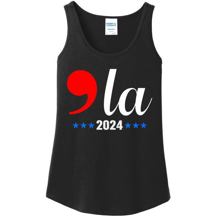 Comma + La Kamala Harris For President 2024 Election Ladies Essential Tank