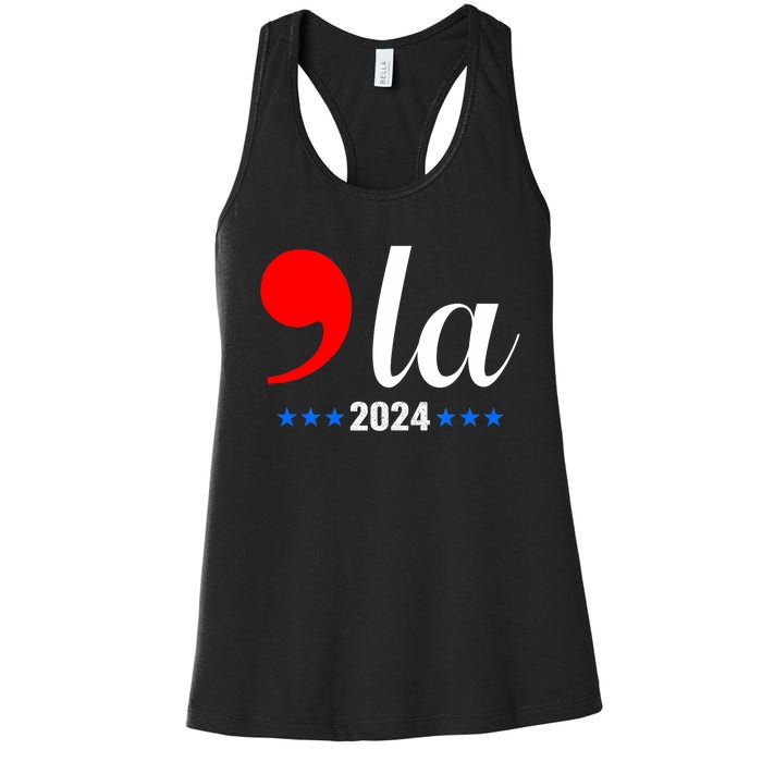 Comma + La Kamala Harris For President 2024 Election Women's Racerback Tank