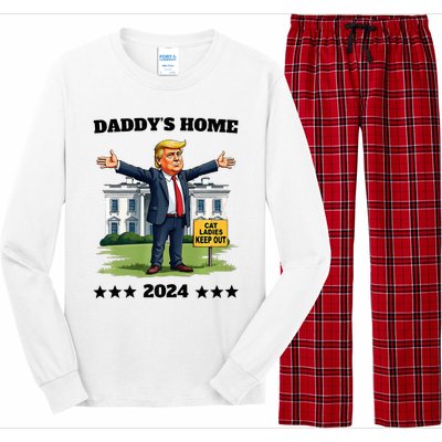 Cat Ladies Keep Out DaddyS Home Funny Trump President Humor Long Sleeve Pajama Set