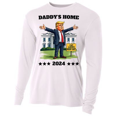 Cat Ladies Keep Out DaddyS Home Funny Trump President Humor Cooling Performance Long Sleeve Crew