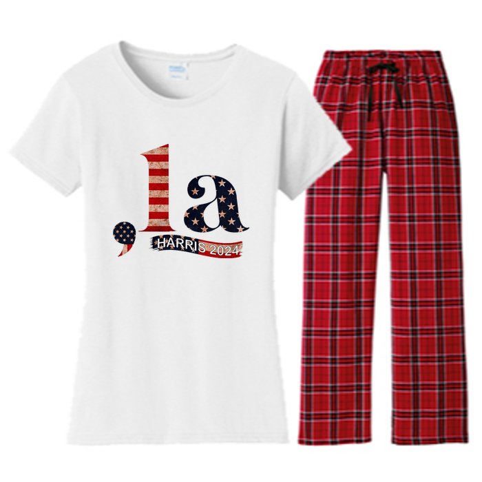 Comma La Kamala Harris For President 2024 Women's Flannel Pajama Set