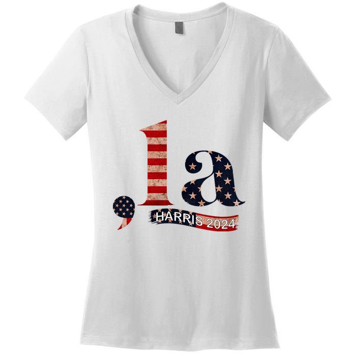 Comma La Kamala Harris For President 2024 Women's V-Neck T-Shirt