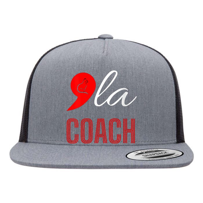 Comma La Kamala Harris Tim Walz Coach 2024 La Comma Flat Bill Trucker Hat