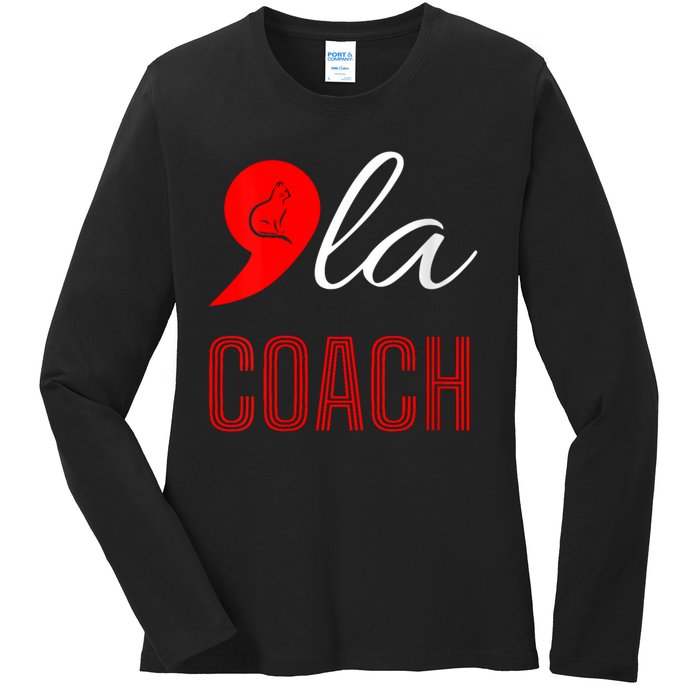 Comma La Kamala Harris Tim Walz Coach 2024 La Comma Ladies Long Sleeve Shirt