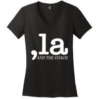 Comma La Kamala Harris Tim Walz Coach 2024 La Comma Women's V-Neck T-Shirt