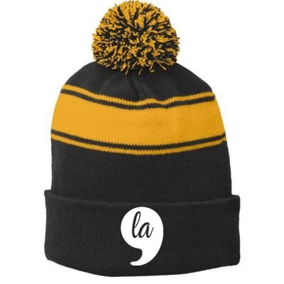 Comma La Kamala Harris For President 2024 Election Stripe Pom Pom Beanie