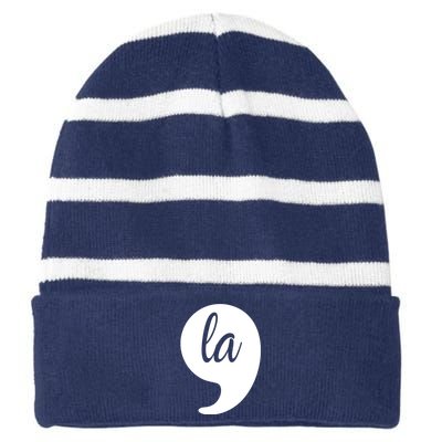 Comma La Kamala Harris For President 2024 Election Striped Beanie with Solid Band