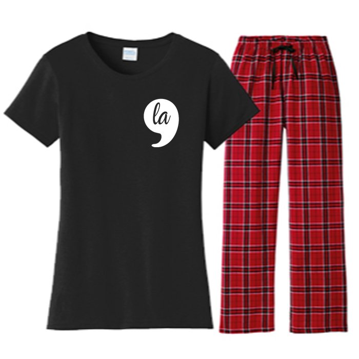 Comma La Kamala Harris For President 2024 Election Pocket Logo Women's Flannel Pajama Set