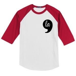 Comma La Kamala Harris For President 2024 Election Pocket Logo Kids Colorblock Raglan Jersey