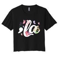 Comma La Kamala Harris Vintage Floral Feminine President Women's Crop Top Tee