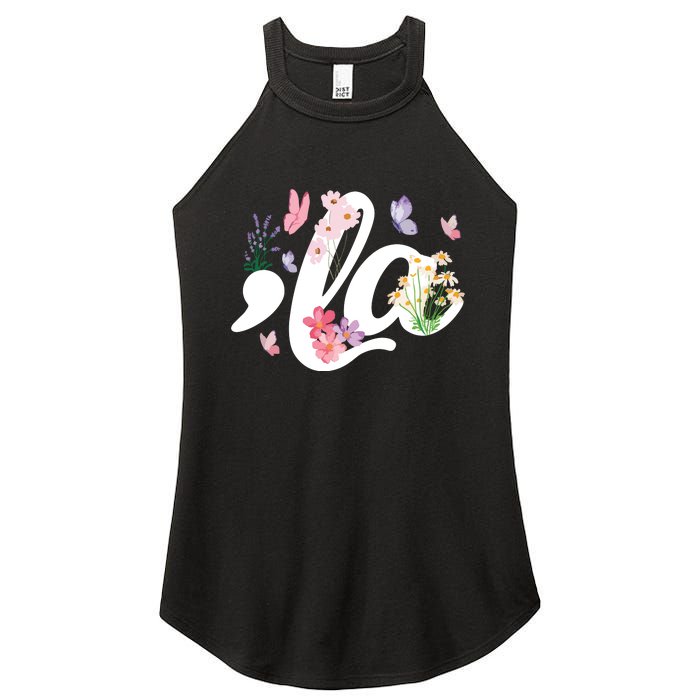 Comma La Kamala Harris Vintage Floral Feminine President Women's Perfect Tri Rocker Tank