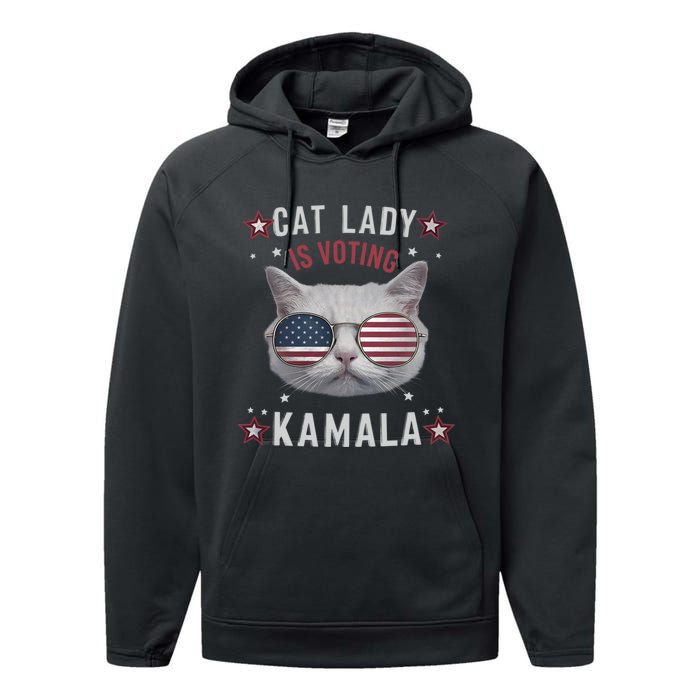 Cat Lady Kamala Harris For President 2024 Performance Fleece Hoodie