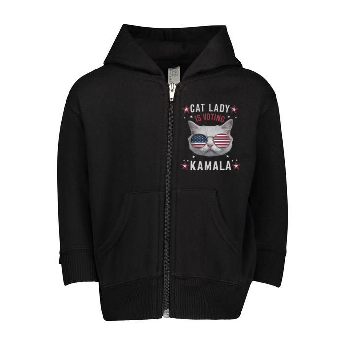 Cat Lady Kamala Harris For President 2024 Toddler Zip Fleece Hoodie