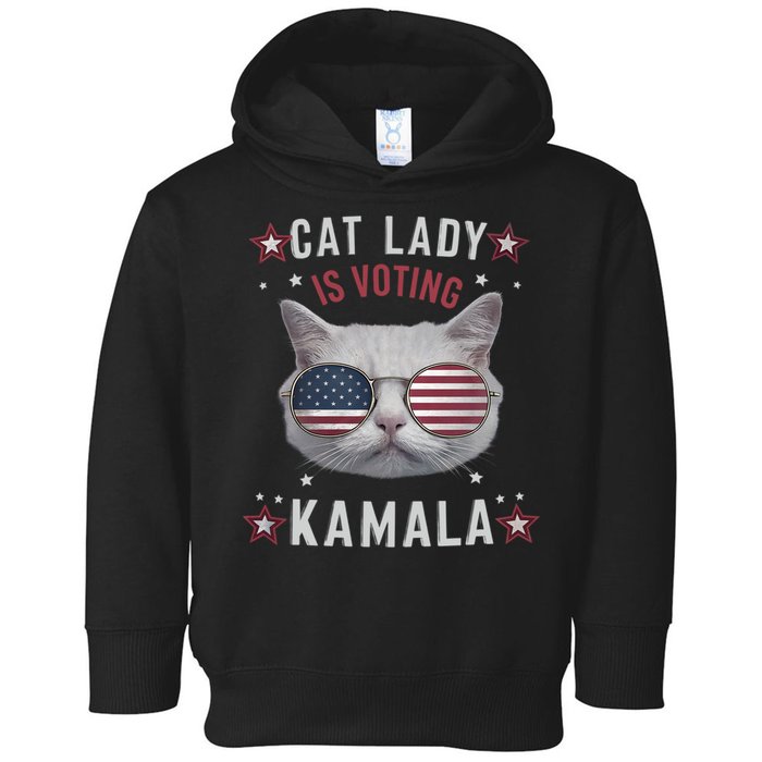 Cat Lady Kamala Harris For President 2024 Toddler Hoodie