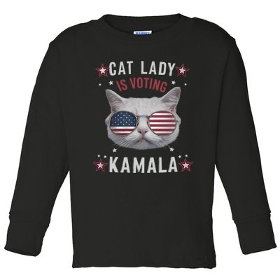 Cat Lady Kamala Harris For President 2024 Toddler Long Sleeve Shirt