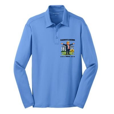 Cat Ladies Keep Out DaddyS Home Funny Trump President Silk Touch Performance Long Sleeve Polo