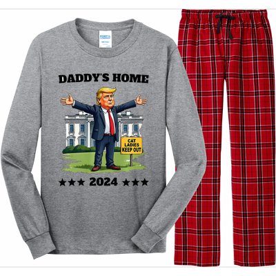 Cat Ladies Keep Out DaddyS Home Funny Trump President Long Sleeve Pajama Set