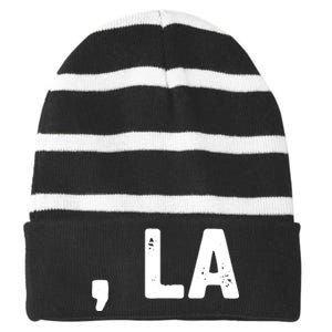 Comma La Kamala Harris Joe Biden 2024 Democrat Striped Beanie with Solid Band