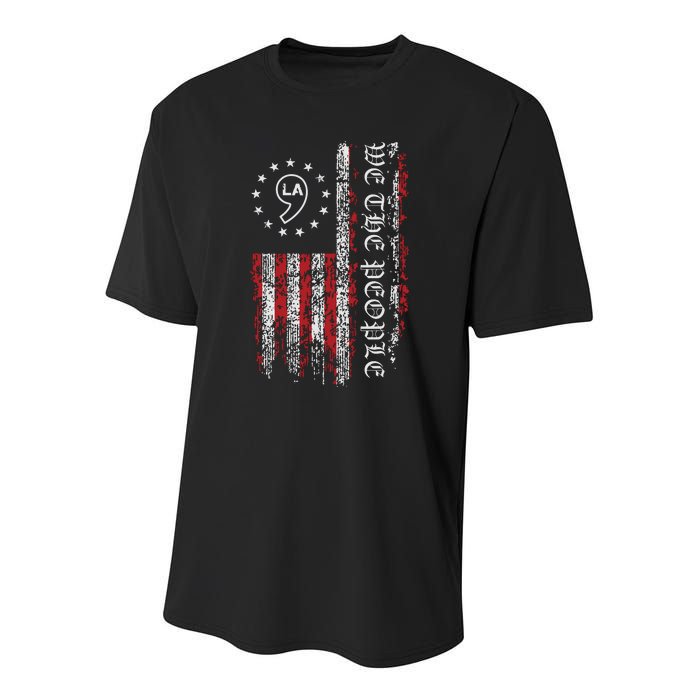 Comma La Kamala Harris 2024 We The People Us Flag Youth Performance Sprint T-Shirt