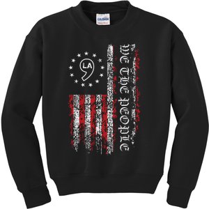 Comma La Kamala Harris 2024 We The People Us Flag Kids Sweatshirt