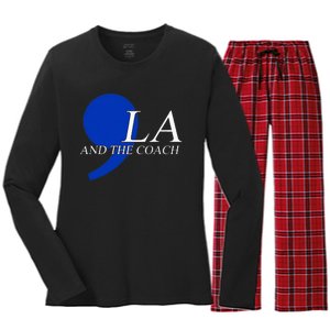 Comma La Kamala Harris Tim Walz Coach 2024 La Comma Women's Long Sleeve Flannel Pajama Set 