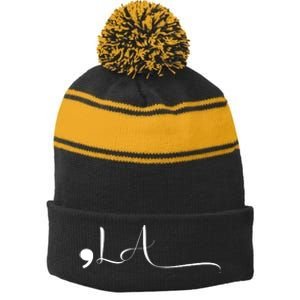 Comma La Kamala Harris Stripe Pom Pom Beanie