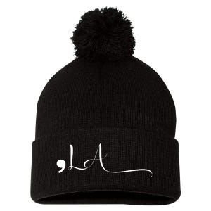 Comma La Kamala Harris Pom Pom 12in Knit Beanie