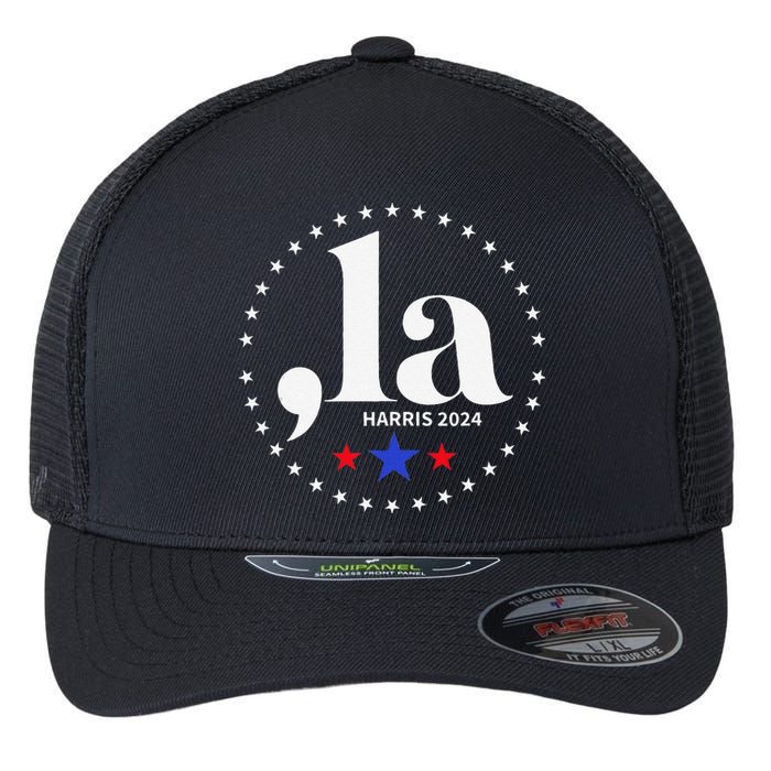 Comma La Kamala Harris For President 2024 Funny Kamala Us Flexfit Unipanel Trucker Cap