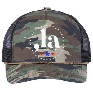 Comma La Kamala Harris For President 2024 Funny Kamala Us Retro Rope Trucker Hat Cap