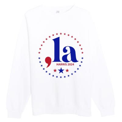 Comma La Kamala Harris For President 2024 Funny Kamala Us Gift Premium Crewneck Sweatshirt