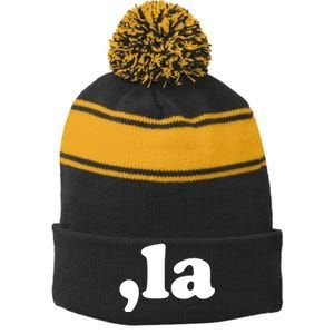 Comma La Kamala Harris Stripe Pom Pom Beanie