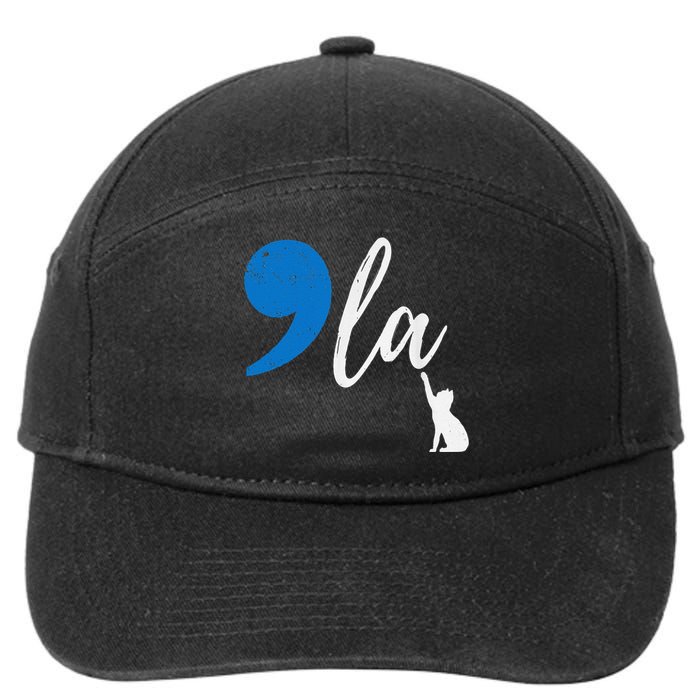 Comma +  La Kamala Harris Vote For Childless Cat Ladies 7-Panel Snapback Hat