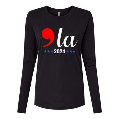 Comma + La Kamala Harris For President 2024 Election Womens Cotton Relaxed Long Sleeve T-Shirt