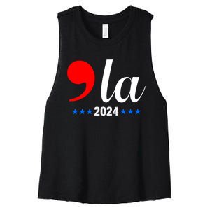 Comma + La Kamala Harris For President 2024 Election Women's Racerback Cropped Tank