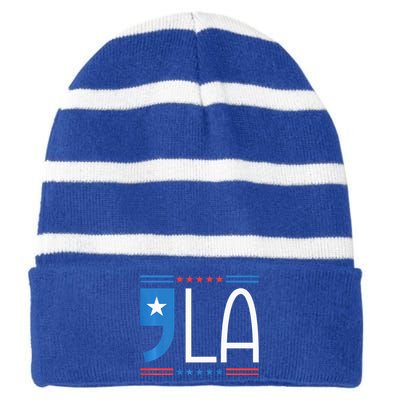 Comma La Kamala Harris Striped Beanie with Solid Band